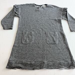 Buho Barcelona girls gray striped jersey dress shoulder ruffles size 4
